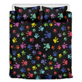 Cute Dino Footprint Pattern Print Duvet Cover Bedding Set