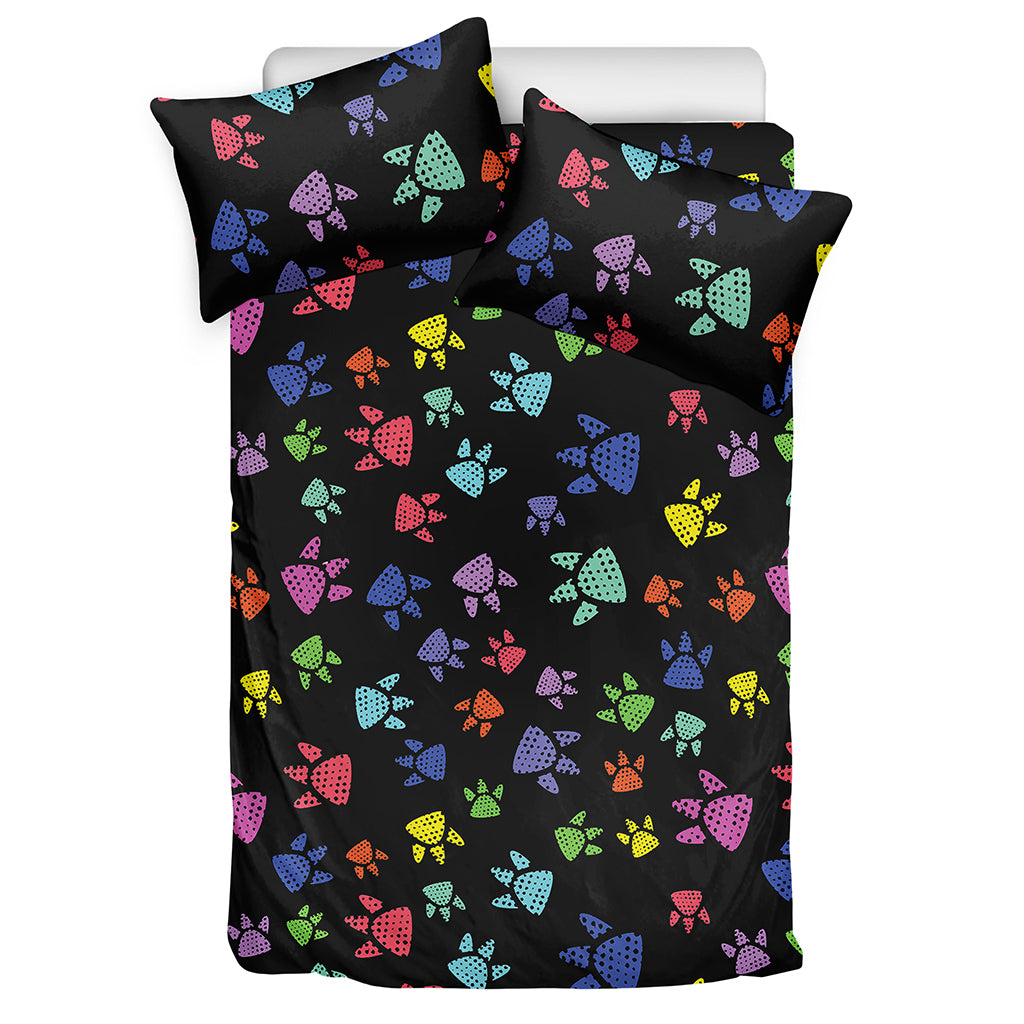 Cute Dino Footprint Pattern Print Duvet Cover Bedding Set