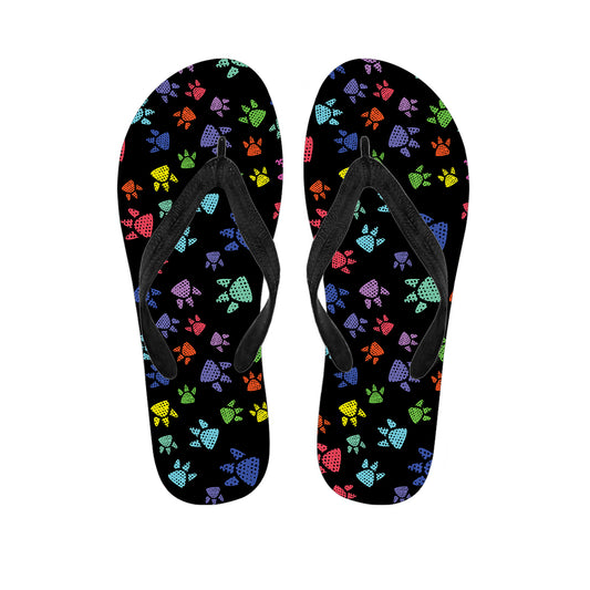 Cute Dino Footprint Pattern Print Flip Flops