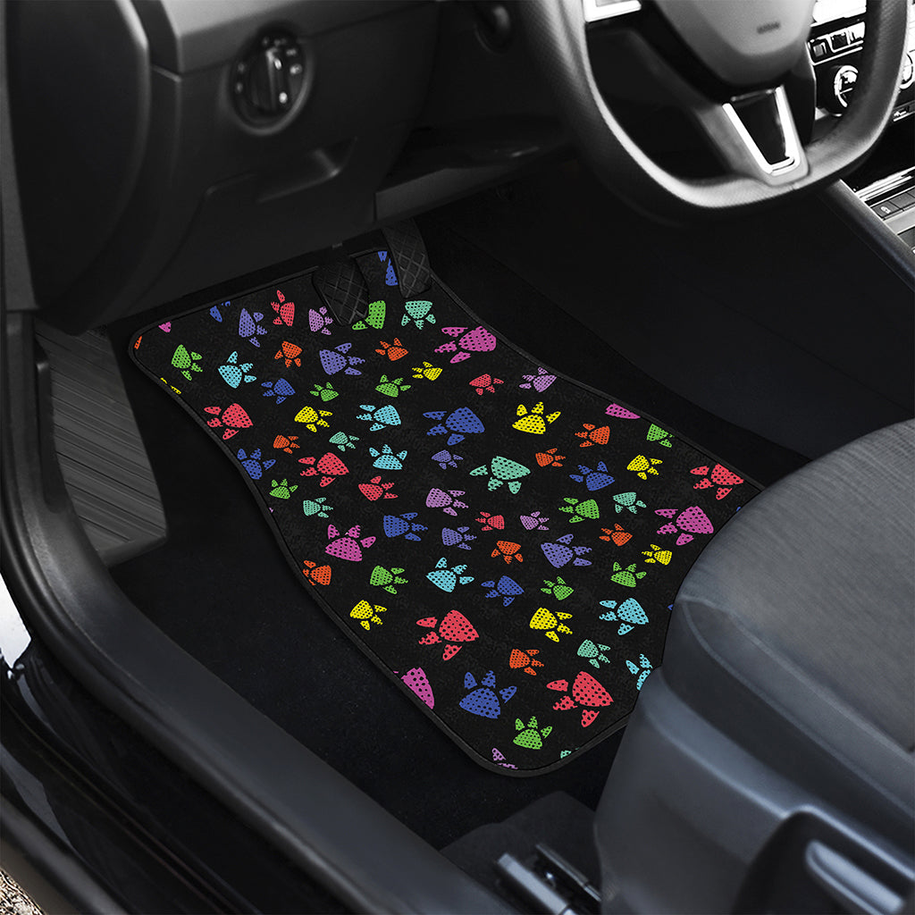Cute Dino Footprint Pattern Print Front and Back Car Floor Mats