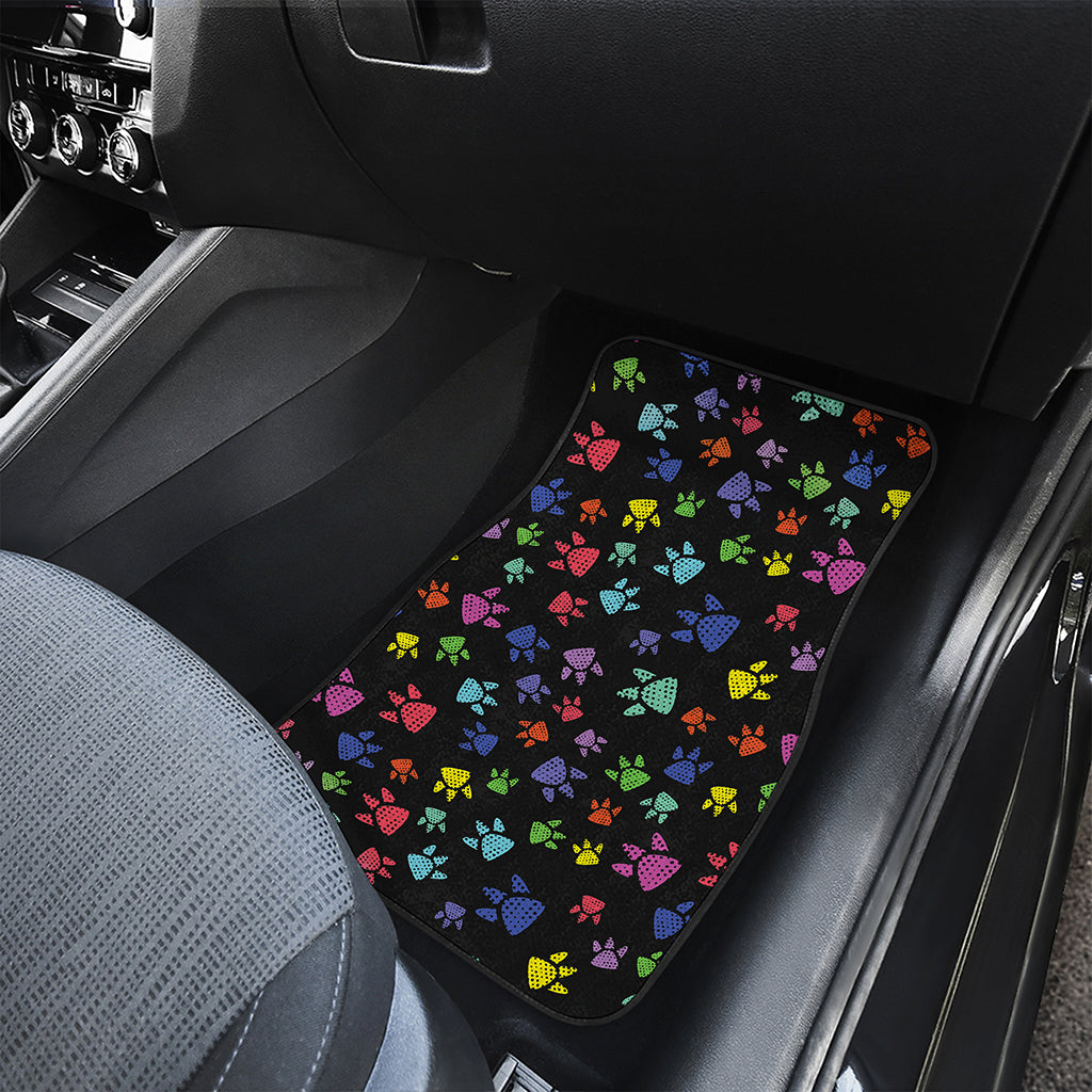 Cute Dino Footprint Pattern Print Front and Back Car Floor Mats