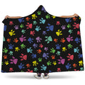 Cute Dino Footprint Pattern Print Hooded Blanket