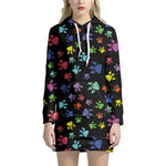 Cute Dino Footprint Pattern Print Hoodie Dress