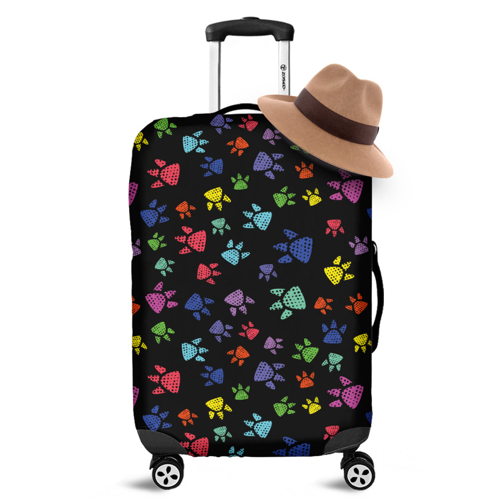 Cute Dino Footprint Pattern Print Luggage Cover