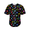 Cute Dino Footprint Pattern Print Men's Baseball Jersey