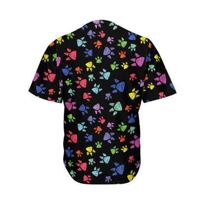Cute Dino Footprint Pattern Print Men's Baseball Jersey