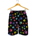 Cute Dino Footprint Pattern Print Men's Shorts