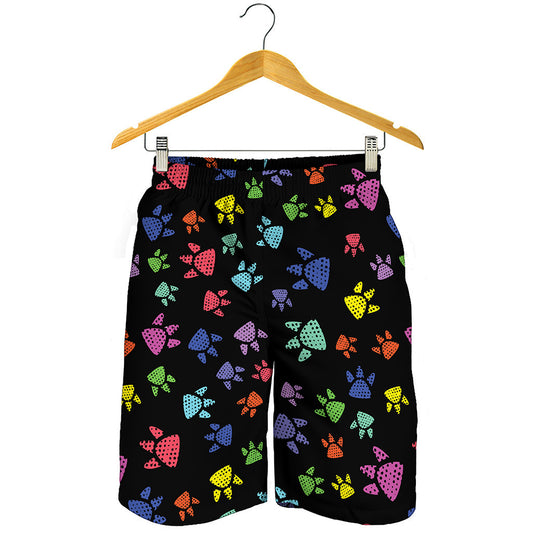 Cute Dino Footprint Pattern Print Men's Shorts