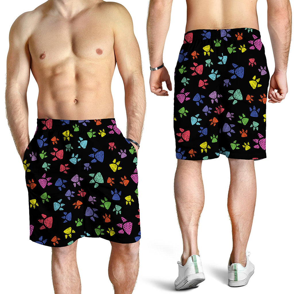 Cute Dino Footprint Pattern Print Men's Shorts
