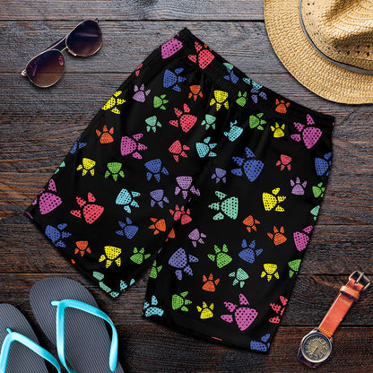 Cute Dino Footprint Pattern Print Men's Shorts