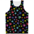Cute Dino Footprint Pattern Print Men's Tank Top