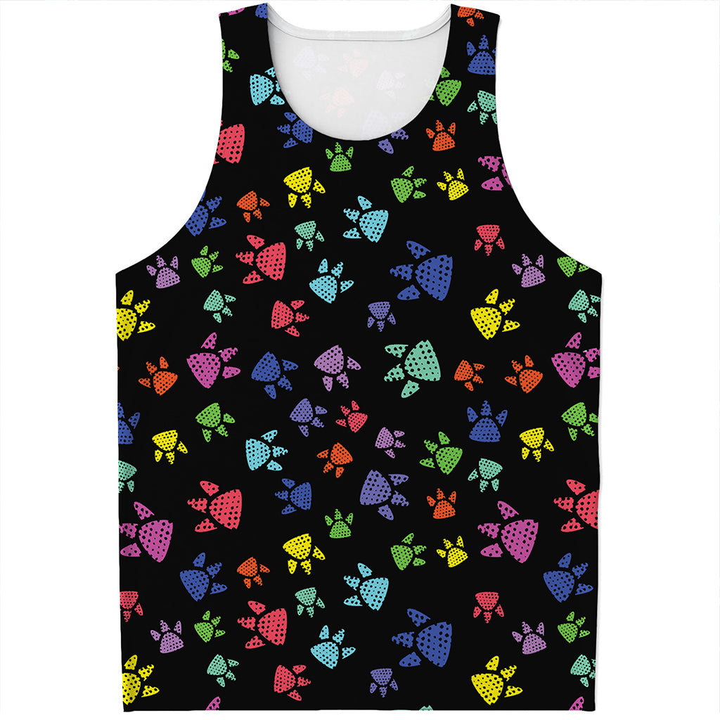 Cute Dino Footprint Pattern Print Men's Tank Top