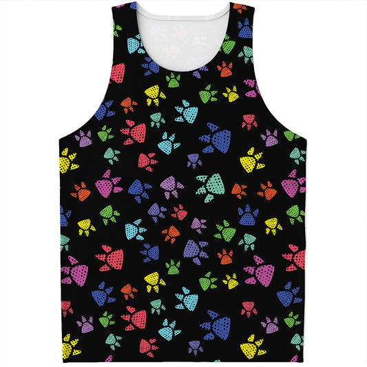 Cute Dino Footprint Pattern Print Men's Tank Top