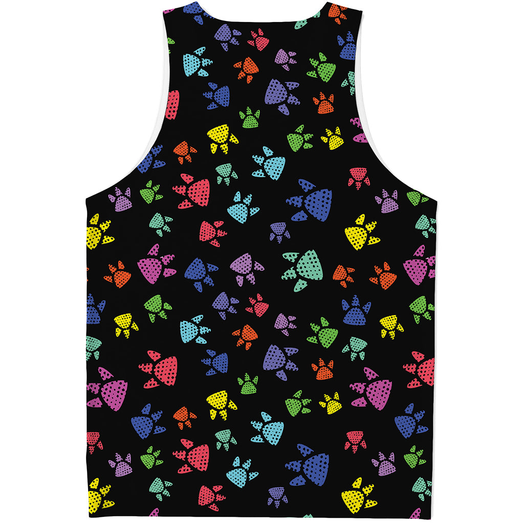 Cute Dino Footprint Pattern Print Men's Tank Top
