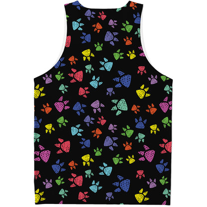 Cute Dino Footprint Pattern Print Men's Tank Top