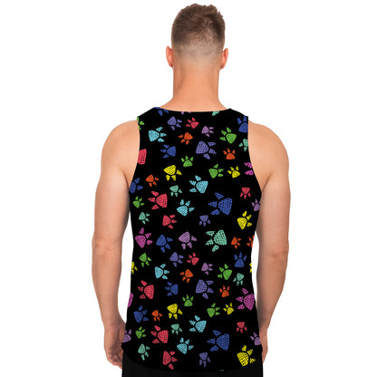 Cute Dino Footprint Pattern Print Men's Tank Top
