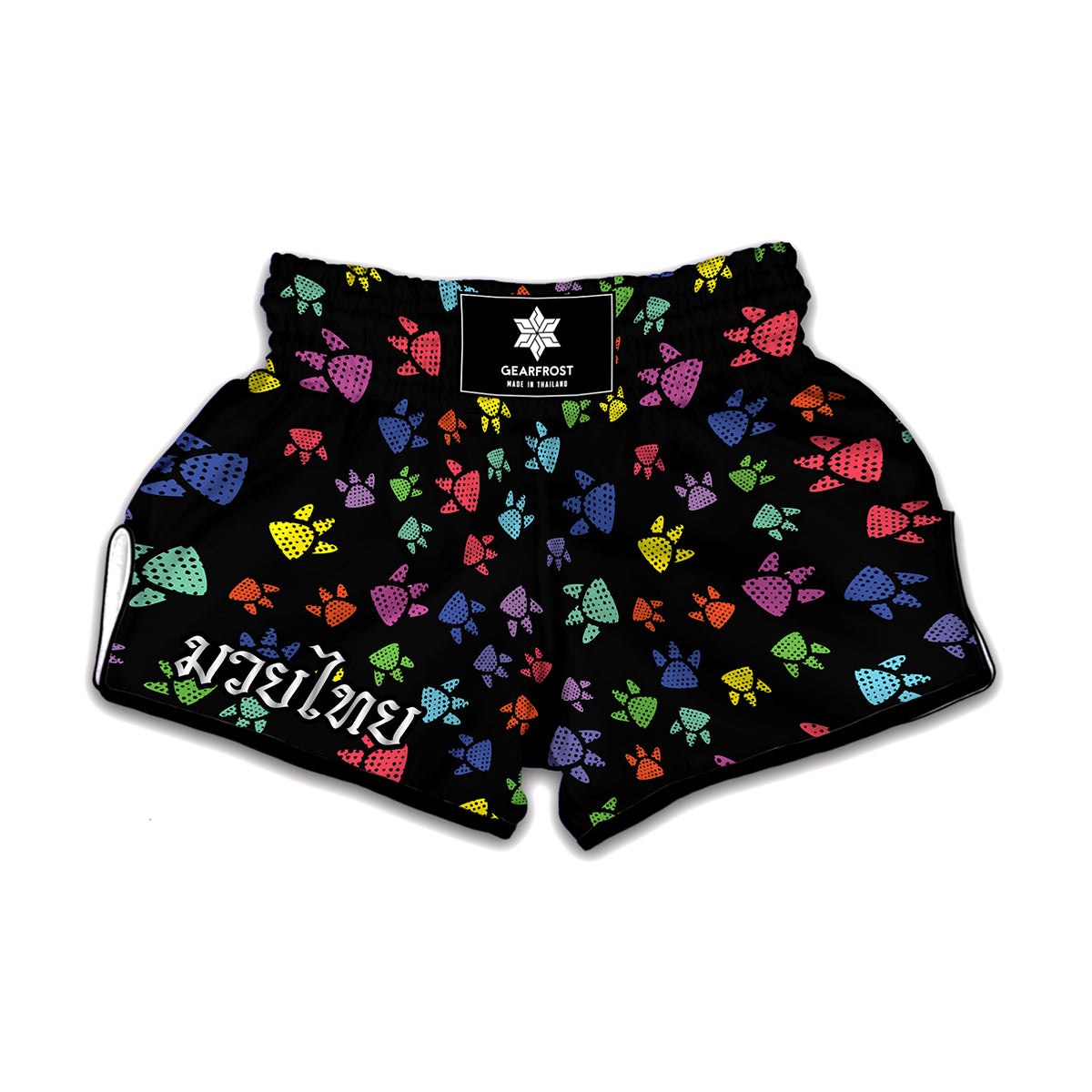Cute Dino Footprint Pattern Print Muay Thai Boxing Shorts
