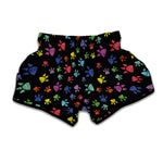 Cute Dino Footprint Pattern Print Muay Thai Boxing Shorts
