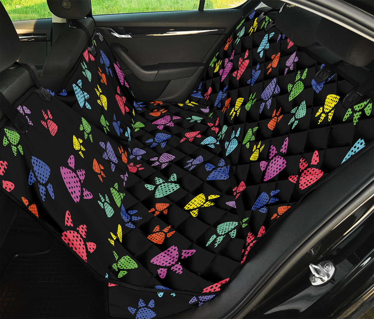 Cute Dino Footprint Pattern Print Pet Car Back Seat Cover