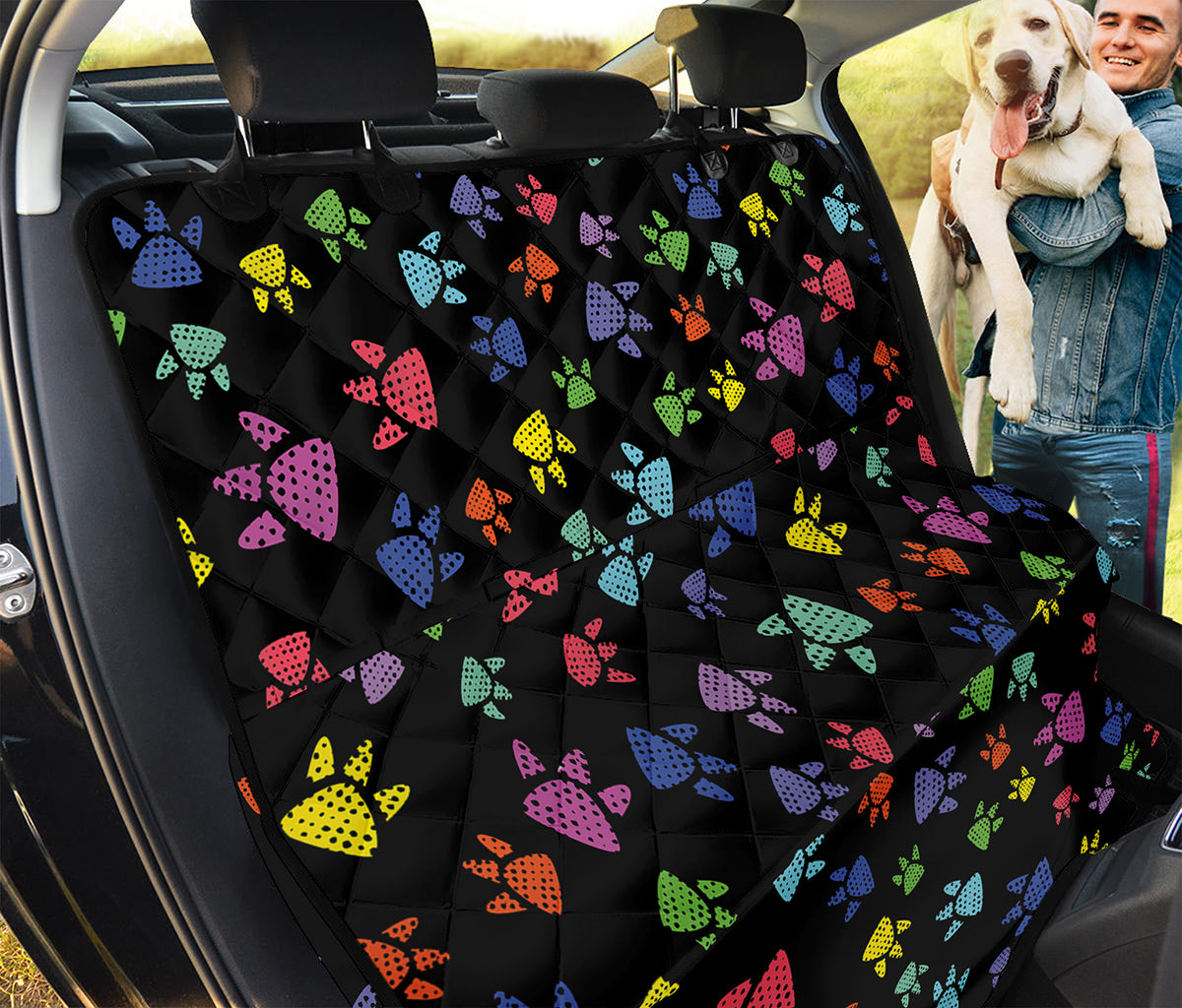 Cute Dino Footprint Pattern Print Pet Car Back Seat Cover