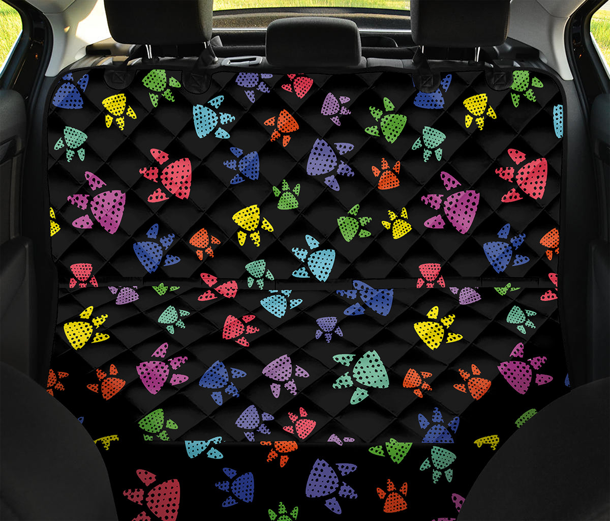Cute Dino Footprint Pattern Print Pet Car Back Seat Cover
