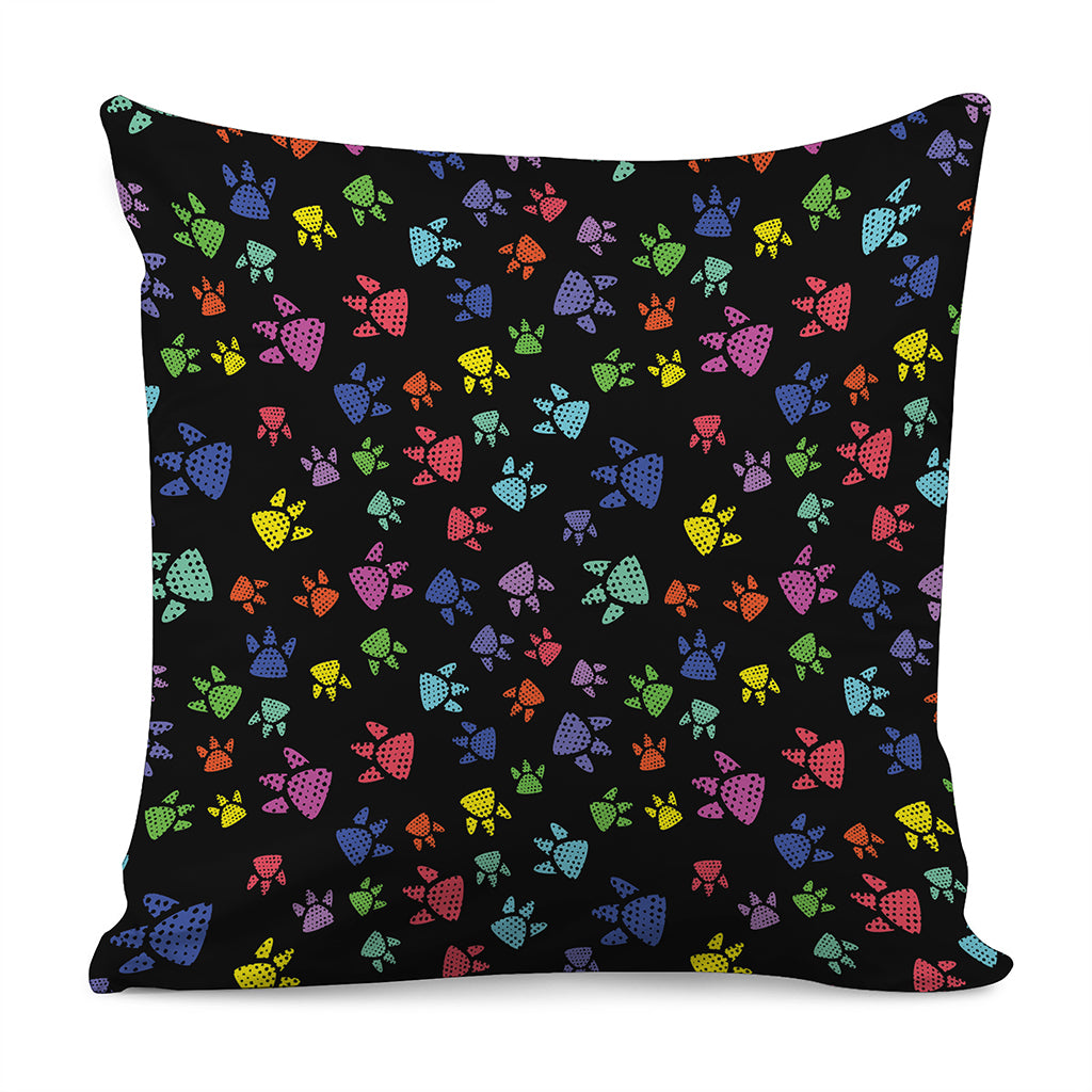 Cute Dino Footprint Pattern Print Pillow Cover