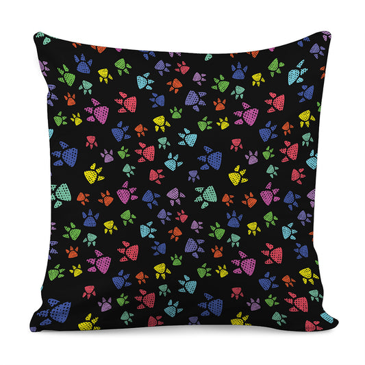 Cute Dino Footprint Pattern Print Pillow Cover