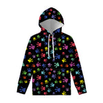 Cute Dino Footprint Pattern Print Pullover Hoodie
