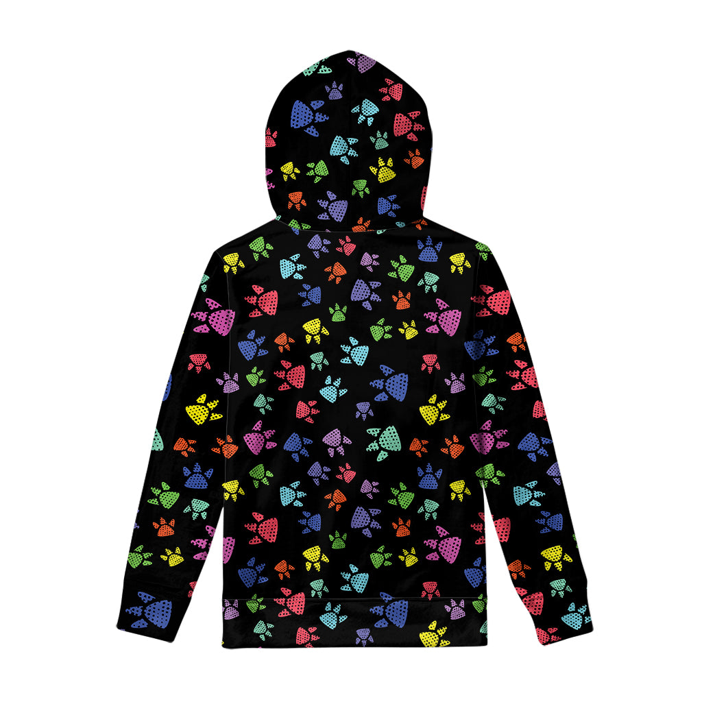 Cute Dino Footprint Pattern Print Pullover Hoodie