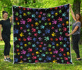 Cute Dino Footprint Pattern Print Quilt
