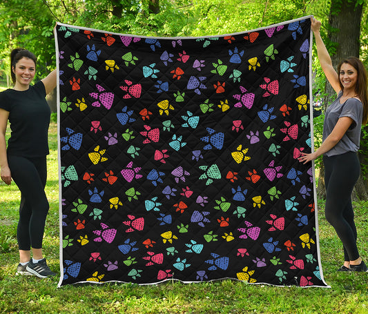 Cute Dino Footprint Pattern Print Quilt