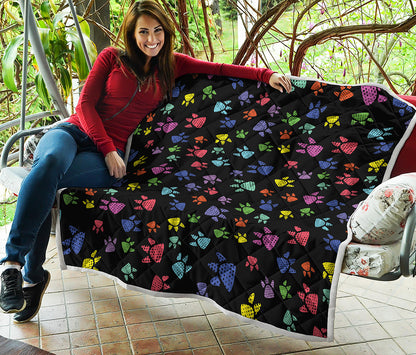 Cute Dino Footprint Pattern Print Quilt