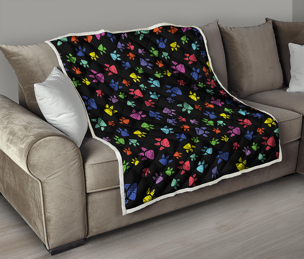 Cute Dino Footprint Pattern Print Quilt