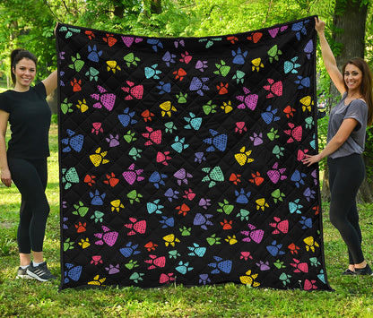 Cute Dino Footprint Pattern Print Quilt