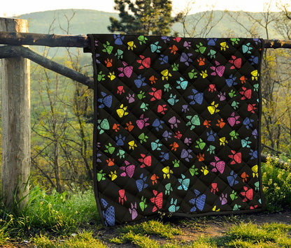 Cute Dino Footprint Pattern Print Quilt