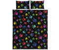 Cute Dino Footprint Pattern Print Quilt Bed Set