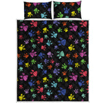 Cute Dino Footprint Pattern Print Quilt Bed Set