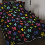 Cute Dino Footprint Pattern Print Quilt Bed Set