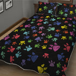 Cute Dino Footprint Pattern Print Quilt Bed Set
