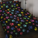 Cute Dino Footprint Pattern Print Quilt Bed Set
