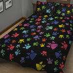 Cute Dino Footprint Pattern Print Quilt Bed Set
