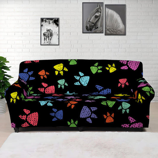 Cute Dino Footprint Pattern Print Sofa Cover