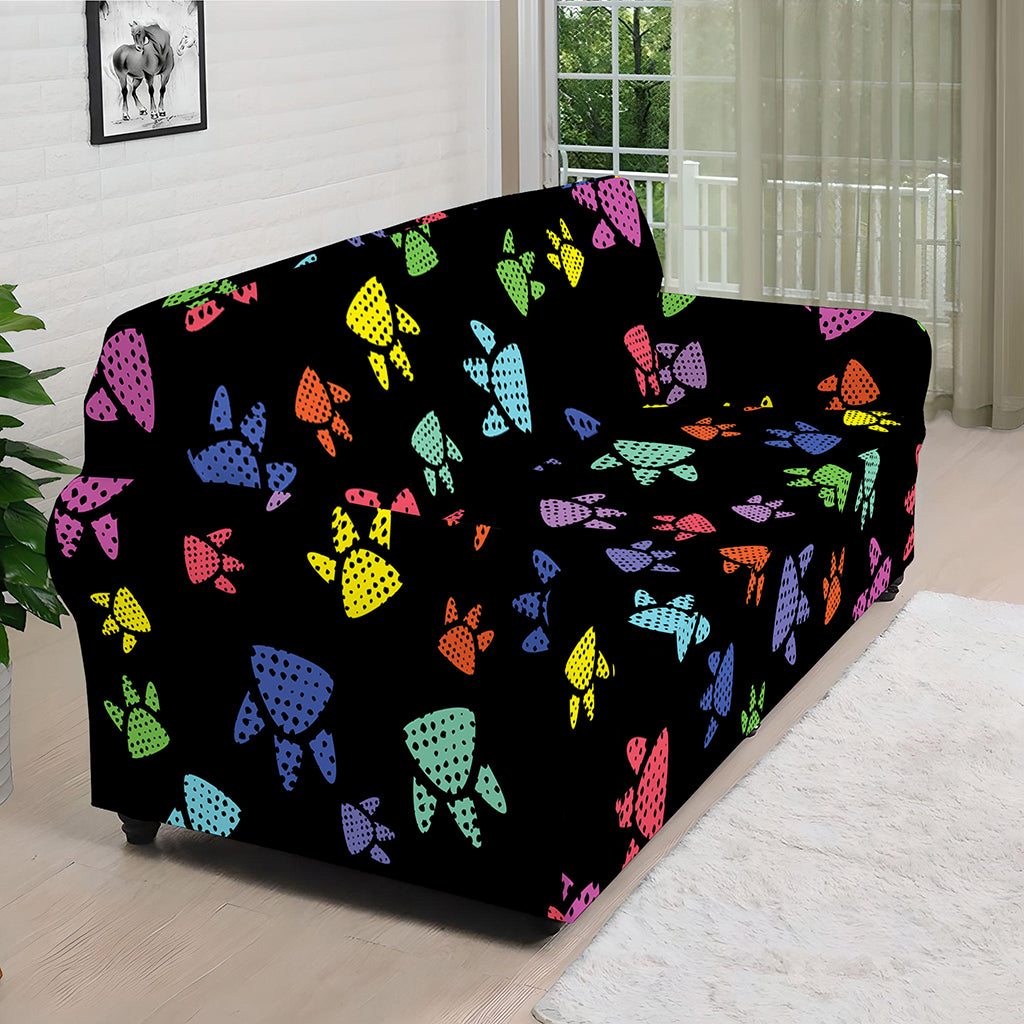 Cute Dino Footprint Pattern Print Sofa Cover