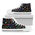 Cute Dino Footprint Pattern Print White High Top Sneakers