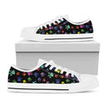 Cute Dino Footprint Pattern Print White Low Top Sneakers