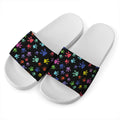 Cute Dino Footprint Pattern Print White Slide Sandals