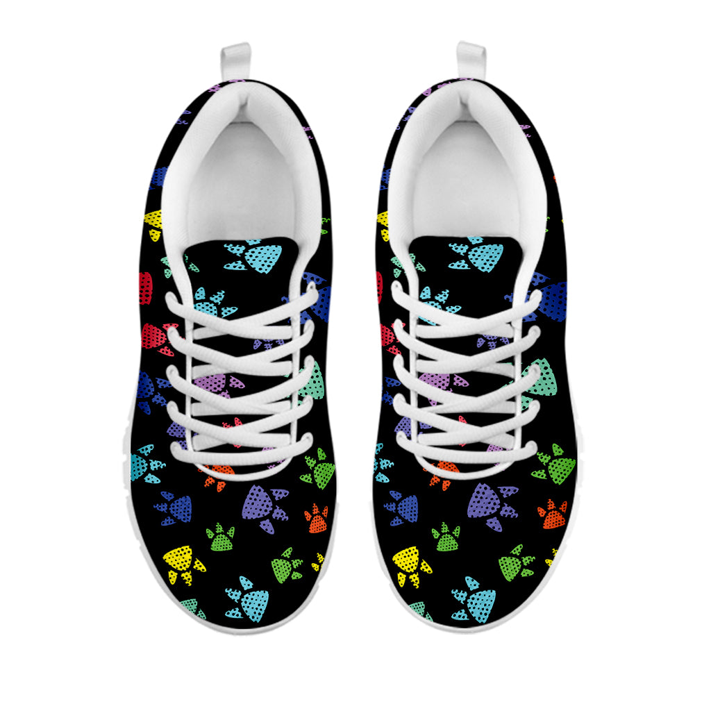 Cute Dino Footprint Pattern Print White Sneakers