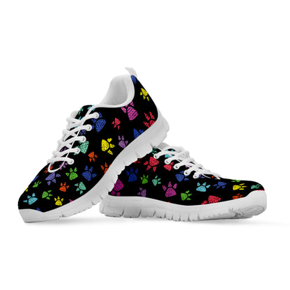 Cute Dino Footprint Pattern Print White Sneakers