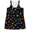 Cute Dino Footprint Pattern Print Women's Racerback Tank Top