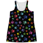 Cute Dino Footprint Pattern Print Women's Racerback Tank Top